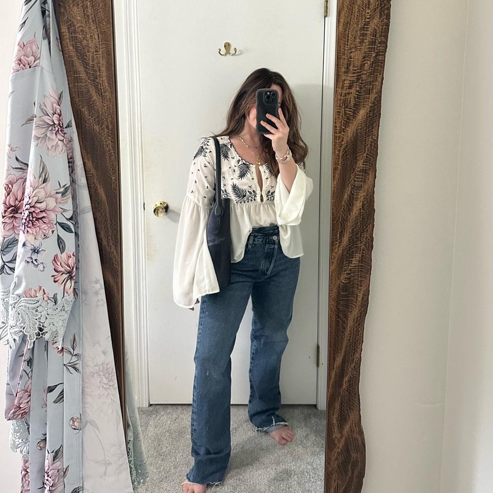 SUGARLIPS Embroidered Peasant 70s Style Top